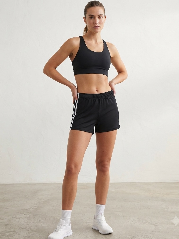 Shosho Black Women's Shorts With White Stripes